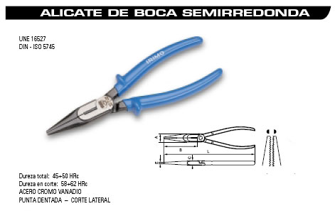 Alicate boca semirredonda 200 mm 204846 - Haga click en la imagen para cerrar