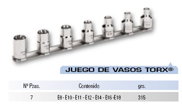 Juego 7 piezas llave vaso Torx 3/8" 20536114 - Haga click en la imagen para cerrar