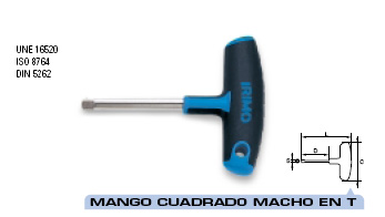 Mango cuadrado macho 1/4" en "T" 205387 - Haga click en la imagen para cerrar